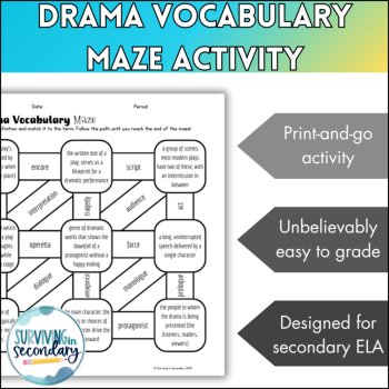 Drama Vocabulary Maze - No-Prep Review Activity for Middle and High School ELA, image 2