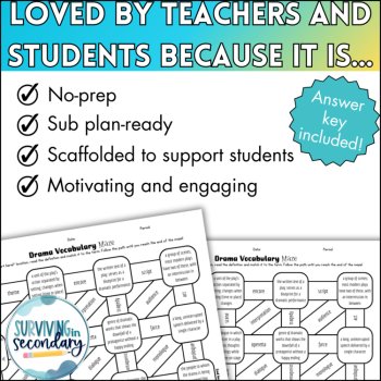 Drama Vocabulary Maze - No-Prep Review Activity for Middle and High School ELA, image 3