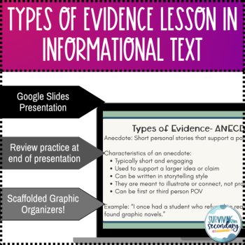 Types of Text Evidence in Informational Text Lesson Slides and Graphic Organizer, image 2