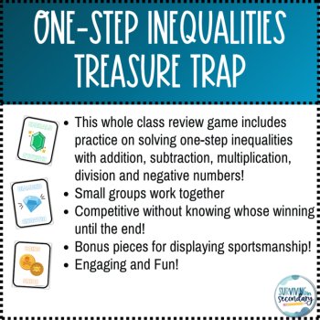 Solving One-Step Inequalities Treasure Trap Whole class Game, image 3