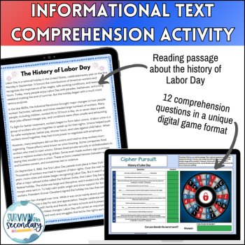 History of Labor Day Reading Comprehension & Digital Cipher Pursuit Activity, image 2