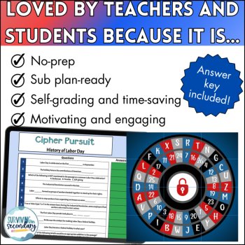 History of Labor Day Reading Comprehension & Digital Cipher Pursuit Activity, image 4