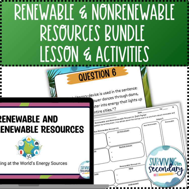 Renewable and Nonrenewable Energy Resources Bundle Lesson and Activities