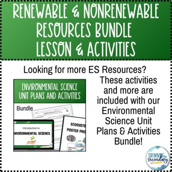 Renewable and Nonrenewable Energy Resources Bundle Lesson and Activities, image 3