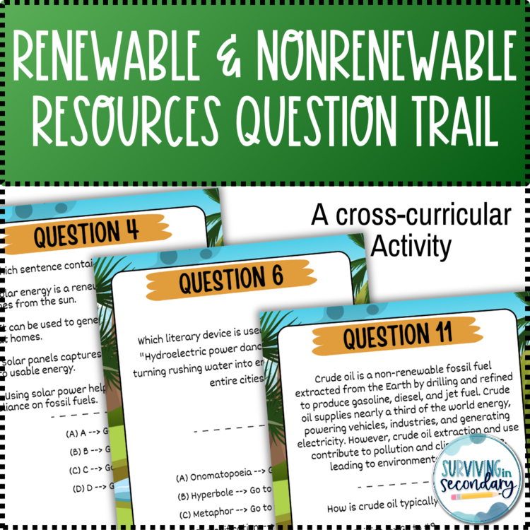 Renewable and Non-renewable Energy Resources Question Trail Cross-Curricular ELA