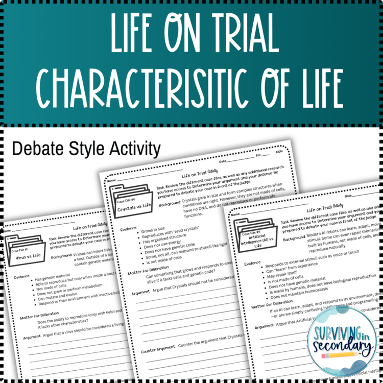Life on Trial – A Characteristics of Living Things Debate Activity