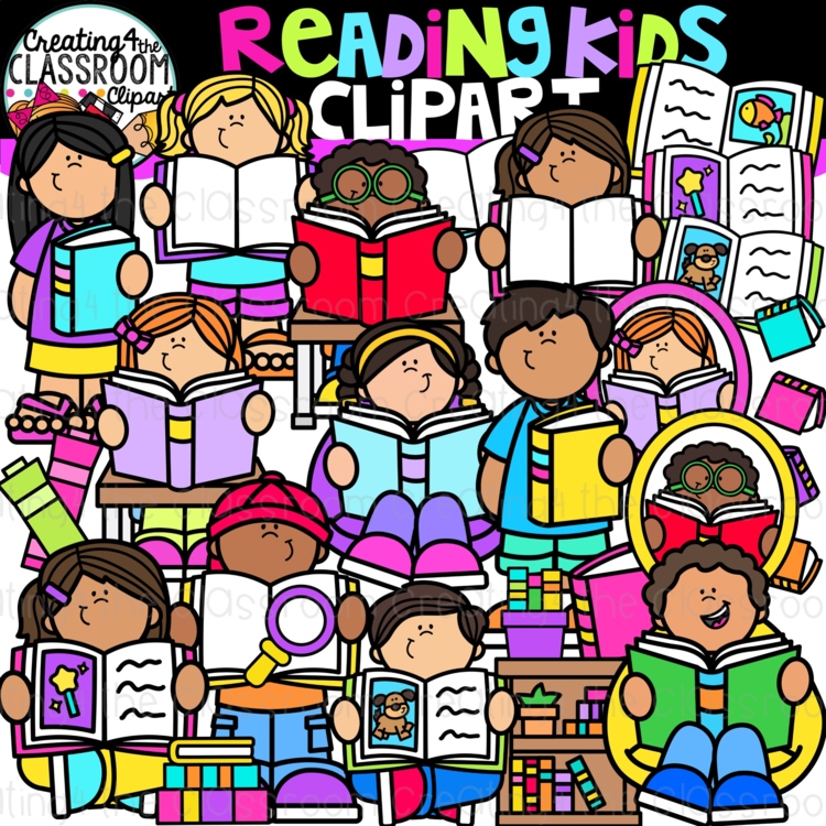 Reading Kids Clipart | Reading Clip Art for Activities, Worksheets