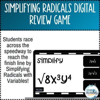 Simplifying Radicals with Variables Speedway Showdown Game Review, image 2