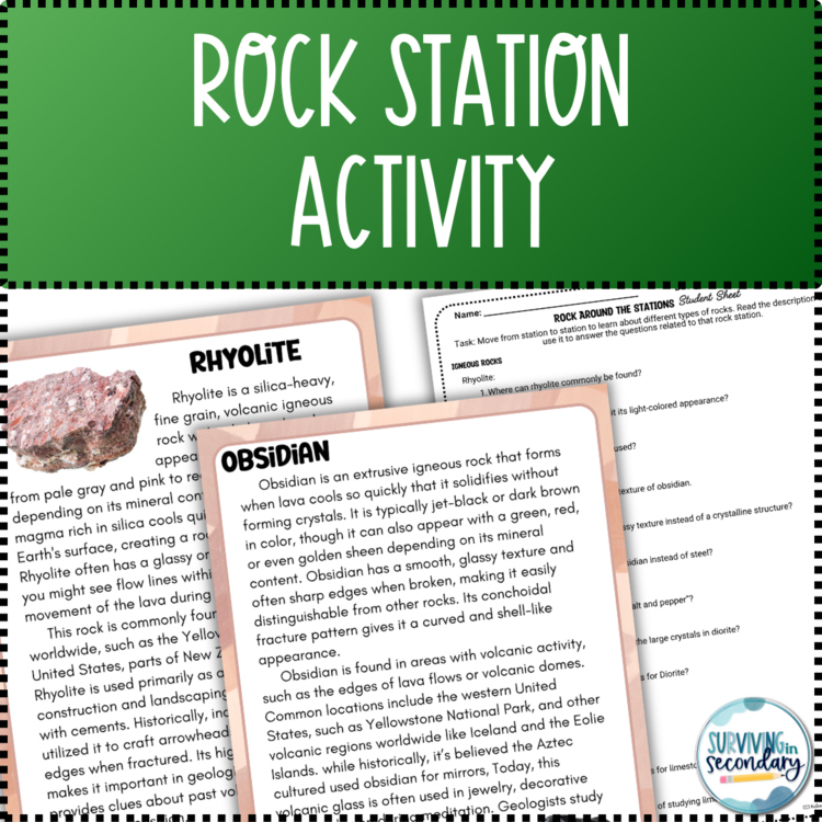 Rock Station Activity | Igneous, Sedimentary and Metamorphic Rocks