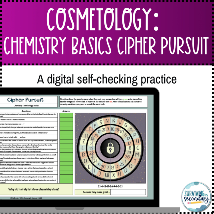 Cosmetology: Chemistry Terminology Basics Digital Resource Cipher Pursuit