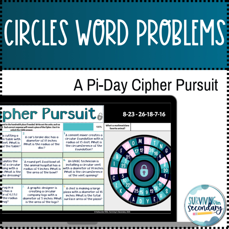 Pi Day Circles Word Problems Digital Resource Cipher Pursuit