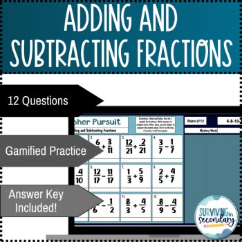 Adding and Subtracting Fractions Digital Resource Cipher Pursuit, image 2