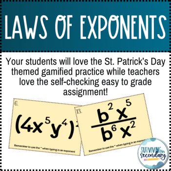St. Patrick’s Day Secret Message Math Activity | Laws of Exponents, image 3