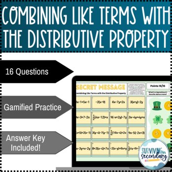 Combining Like Terms with Distribution St. Patrick's Digital Activity, image 2