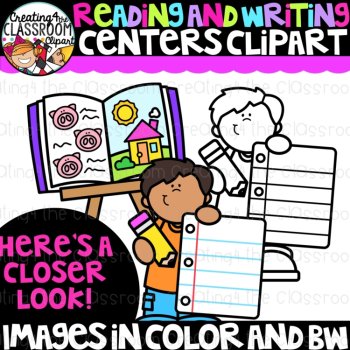Reading and Writing Center Kids Clipart | Center Clip Art for Worksheets, image 2