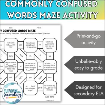 Commonly Confused Words Maze - No-Prep English Language Arts Activity, image 2
