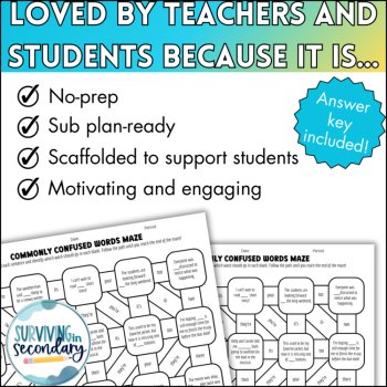 Commonly Confused Words Maze - No-Prep English Language Arts Activity, image 3