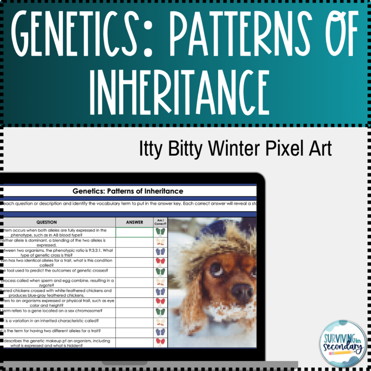 Genetics: Patterns of Inheritance Itty Bitty Pixel Art Digital Activity