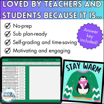 Independent and Dependent Clauses Review - Self-Checking Digital ELA Activity, image 4