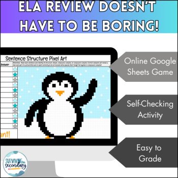 Sentence Structure Winter Pixel Art - Self-Checking Digital Activity for ELA, image 3