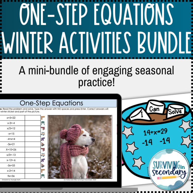 One-Step Equations Winter Activities Mini-Bundle