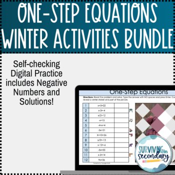 One-Step Equations Winter Activities Mini-Bundle, image 2