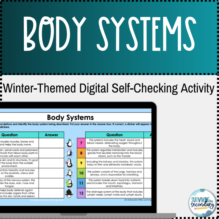 Body Systems Winter Themed Digital Practice Activity