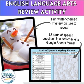 Parts of Speech Winter Mystery Picture - Self-Checking Digital Activity for ELA, image 2