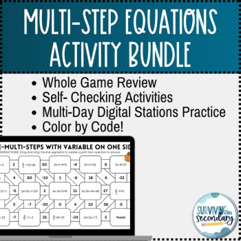 Multi-Step Equations Activities Bundle, image 2