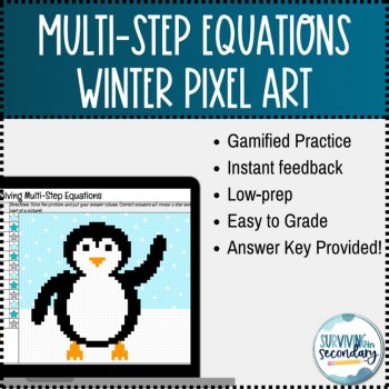 Multi-Step Equations Winter Pixel Art Digital Activity, image 3