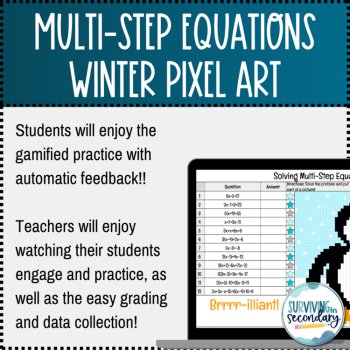 Multi-Step Equations Winter Pixel Art Digital Activity, image 4