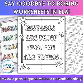 Parts of Speech Color by Code - No-Prep Activity for ELA, image 2