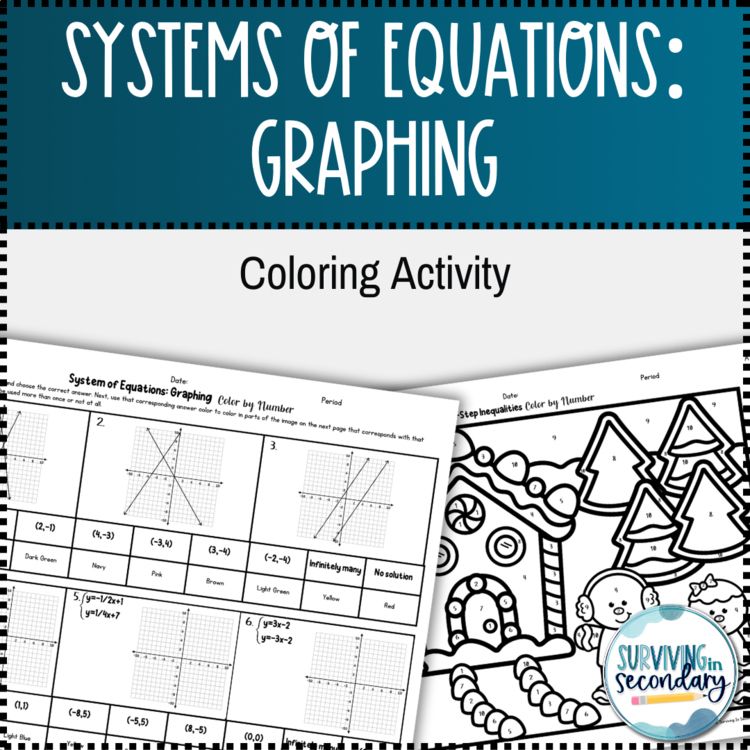 Solving Systems of Equations By Graphing Holiday Gingerbread Coloring Activity