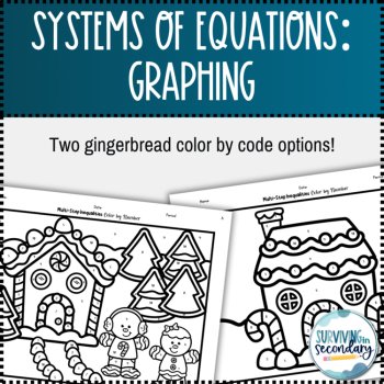 Solving Systems of Equations By Graphing Holiday Gingerbread Coloring Activity, image 3