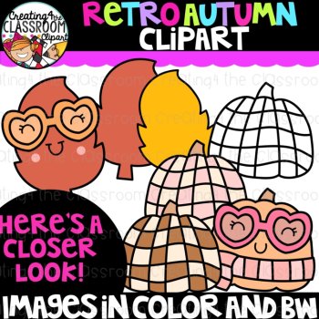 Retro Autumn Clipart | Groovy Fall clipart for decor and worksheets, image 4