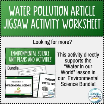 Water Pollution Article Jigsaw Activity Worksheet, image 3