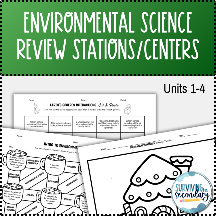 Environmental Science Winter-Themed Review Station/Centers