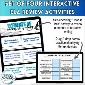 Narrative Writing Skills Digital Review Stations - Four ELA Activities Included!, image 3