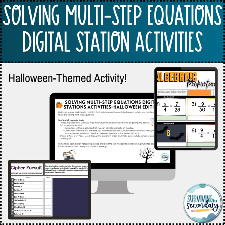 Multi-Step Equations Fall Digital Stations Practice