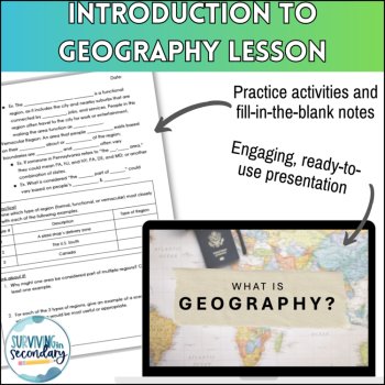 Intro to Geography - 5 Themes of Geography Presentation & Notes - Social Studies, image 2
