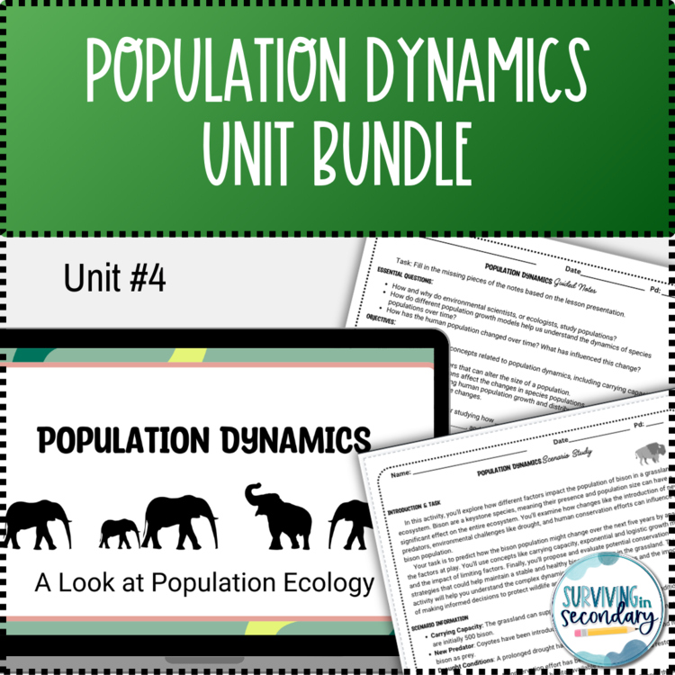 Population Dynamics Bundle: Unit Lesson, Notes and Activities