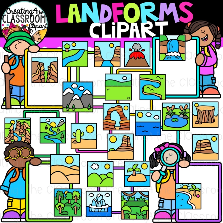 Landforms Clipart | Geography Clip Art for Worksheets, Activities & Lessons