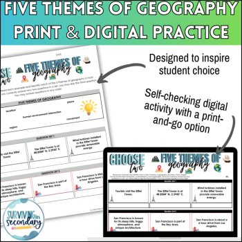 Five Themes of Geography Choose Two - Print & Digital Activity - Social Studies, image 2