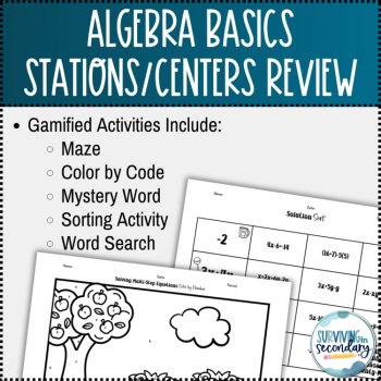 Algebra Basics Fall-Themed Stations/Centers Review, image 3