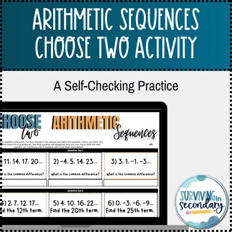 Arithmetic Sequences Choose Two Self-Checking Digital Practice