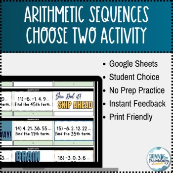 Arithmetic Sequences Choose Two Self-Checking Digital Practice, image 2