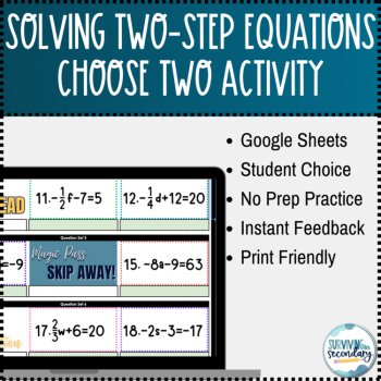 Solving Two-Step Equations Choose Two Self-Checking Digital Practice, image 2