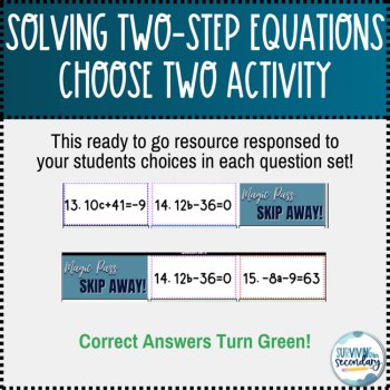 Solving Two-Step Equations Choose Two Self-Checking Digital Practice, image 3