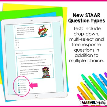 5th STAAR Math Review Single and Multi Step Word Problems Tests, image 2