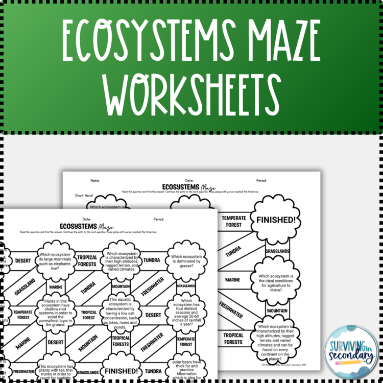 Ecosystems Maze Worksheet